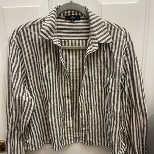 Lulu's Striped Navy and White Blazer